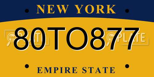 80TO877 New York License Plate
