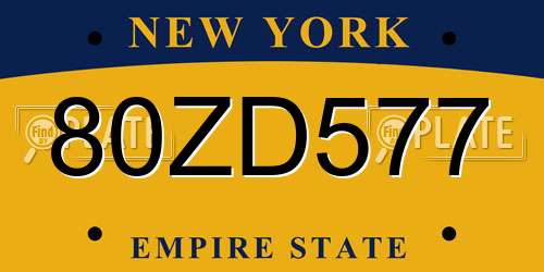 80ZD577 New York License Plate
