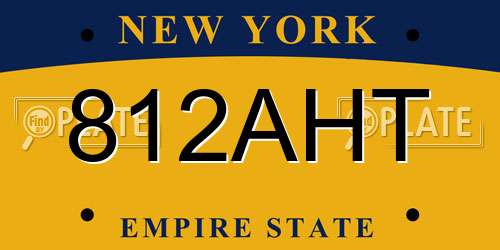 812AHT New York License Plate