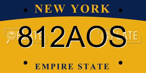 812AOS New York License Plate