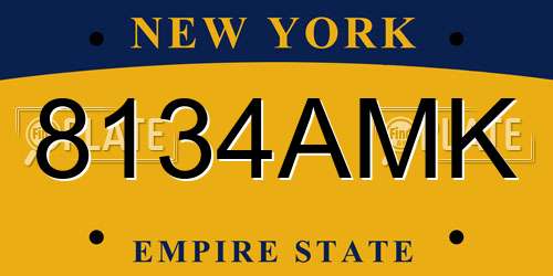 8134AMK New York License Plate
