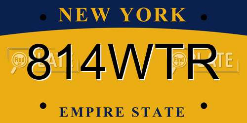 814WTR New York License Plate
