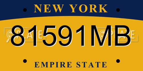 81591MB New York License Plate