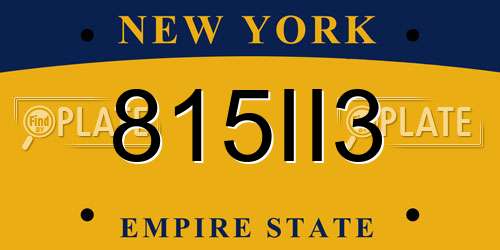 815II3 New York License Plate