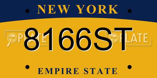8166ST New York License Plate
