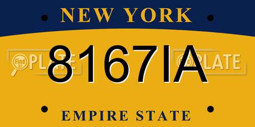 8167IA New York License Plate
