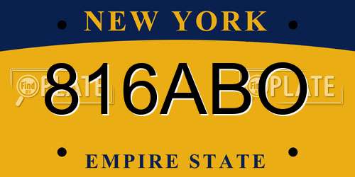 816ABO New York License Plate
