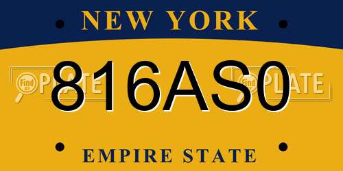 816AS0 New York License Plate