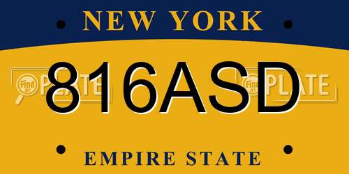 816ASD New York License Plate