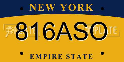 816ASO New York License Plate