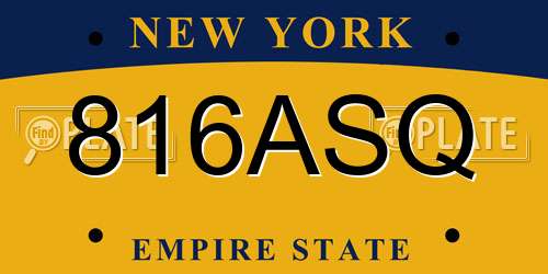 816ASQ New York License Plate