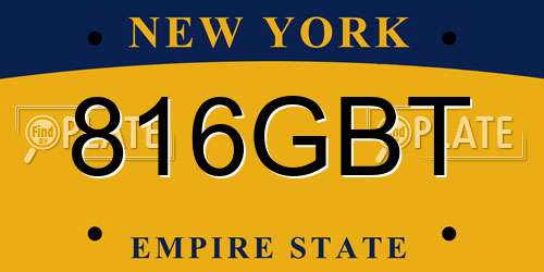 816GBT New York License Plate