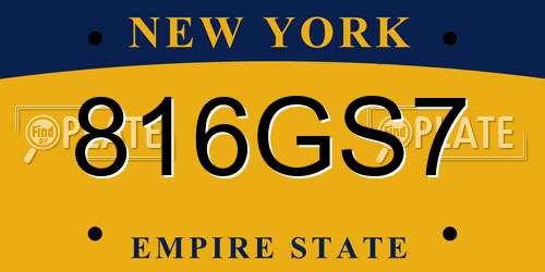 816GS7 New York License Plate