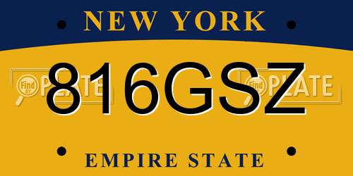 816GSZ New York License Plate