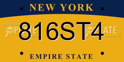 816ST4 New York License Plate