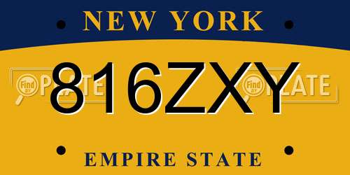 816ZXY New York License Plate