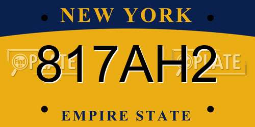 817AH2 New York License Plate