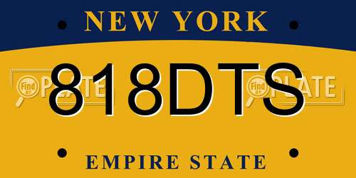 818DTS New York License Plate