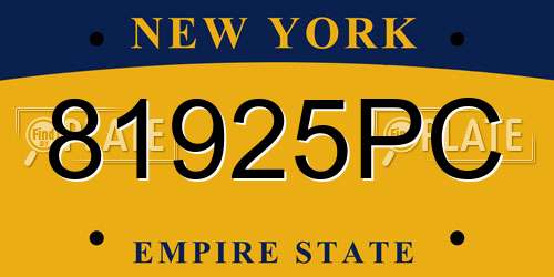 81925PC New York License Plate