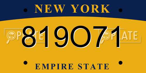 819O71 New York License Plate