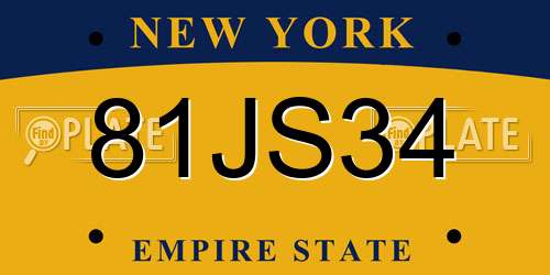 81JS34 New York License Plate
