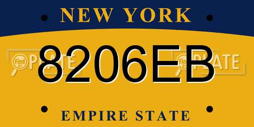 8206EB New York License Plate