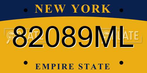 82089ML New York License Plate