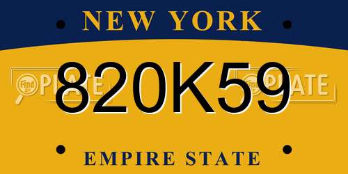 820K59 New York License Plate