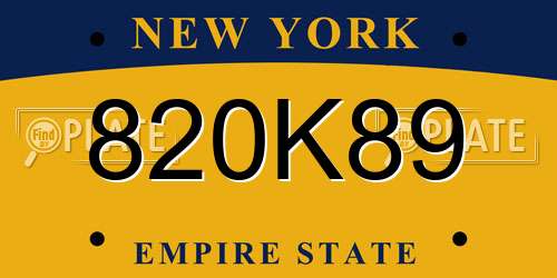 820K89 New York License Plate
