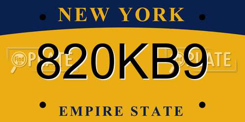 820KB9 New York License Plate