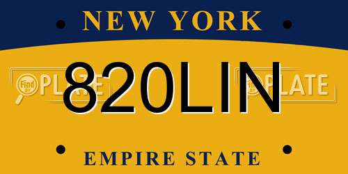 820LIN New York License Plate