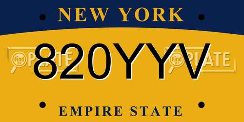 820YYV New York License Plate