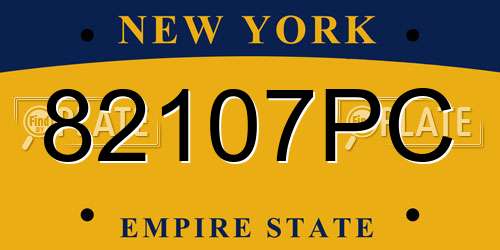 82107PC New York License Plate