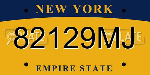 82129MJ New York License Plate