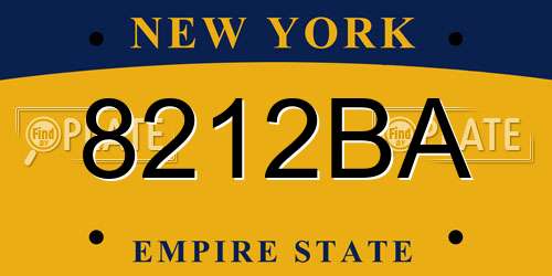 8212BA New York License Plate