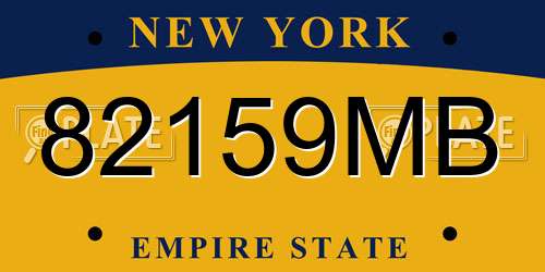 82159MB New York License Plate
