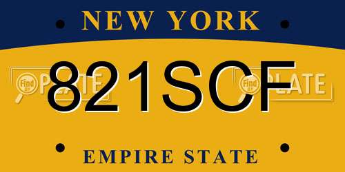 821SCF New York License Plate