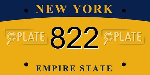 822 New York License Plate