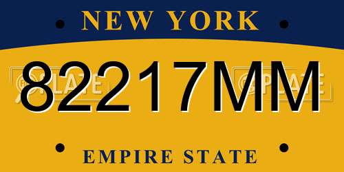 82217MM New York License Plate