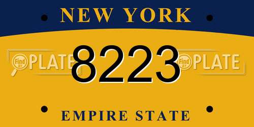 8223 New York License Plate