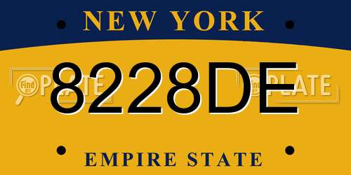 8228DE New York License Plate