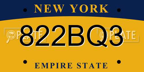822BQ3 New York License Plate