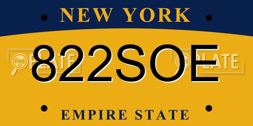 822SOE New York License Plate
