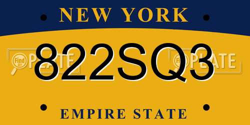 822SQ3 New York License Plate