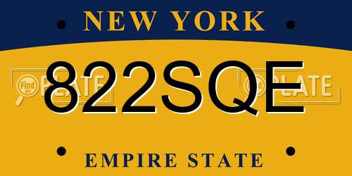 822SQE New York License Plate