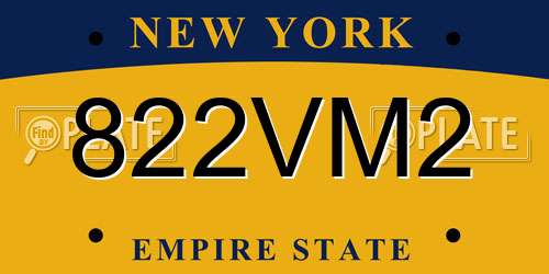 822VM2 New York License Plate