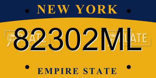 82302ML New York License Plate