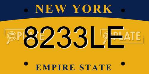 8233LE New York License Plate