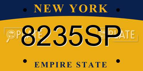 8235SP New York License Plate