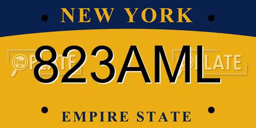 823AML New York License Plate